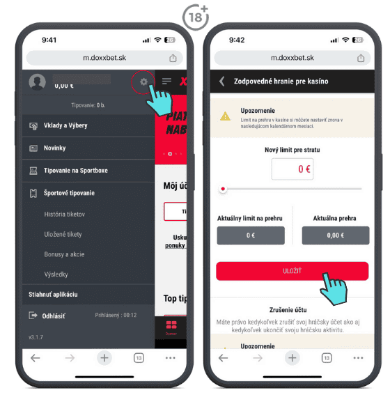 DOXXbet herné limity v kasíne