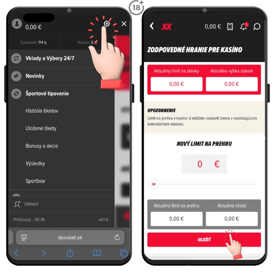 Takto si nastavíte herné limity v DOXXbet casino