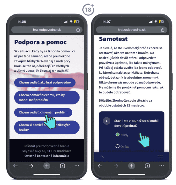 Inštitút pre zodpovedné hranie - ako nájsť samotest