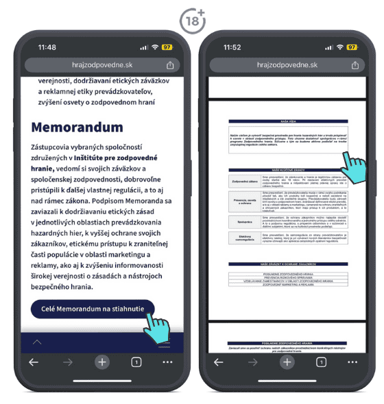 Memorandum zodpovedného hrania Inštitútu pre zodpovedné hranie