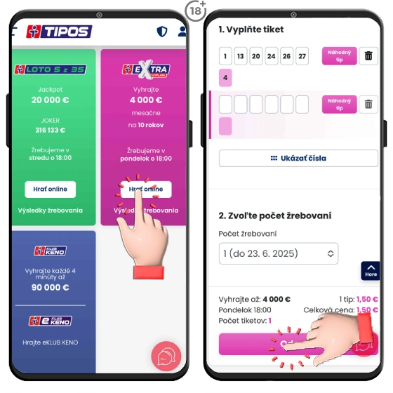 Tipos Extra výplata podanie tiketu online