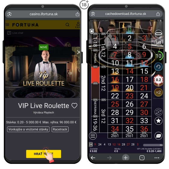 Fortuna casino prináša aj live ruletu v podobe hry VIP Live Roulette so živým krupiérom.