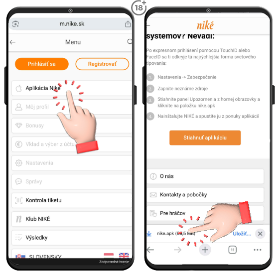 Stiahnite si aplikáciu Niké do Android zariadenia.