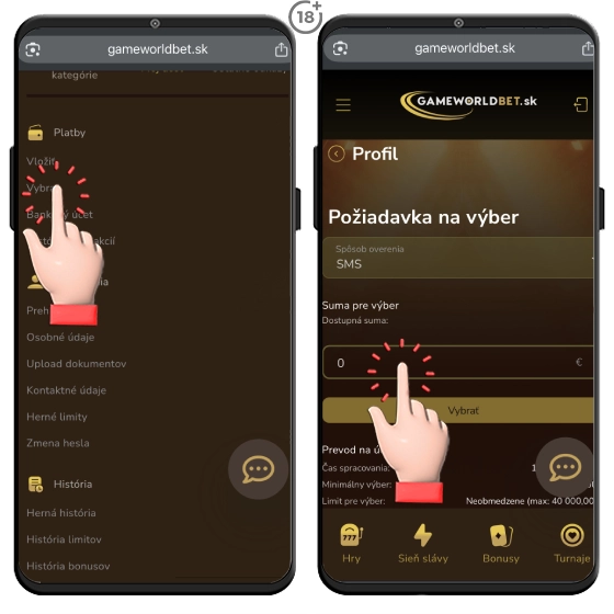 Gameworldbet online casino ponúka nielen vklady, ale aj výbery metódou bankového prevodu.