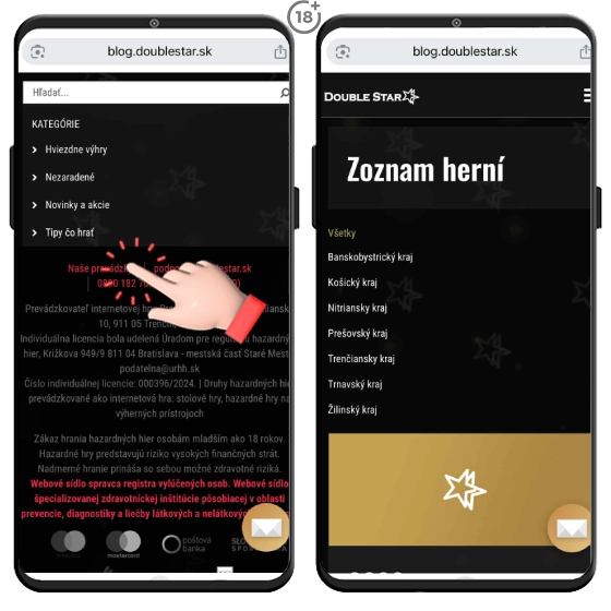 Zoznam Doublestar kamenných herní a pobočiek online kasína.