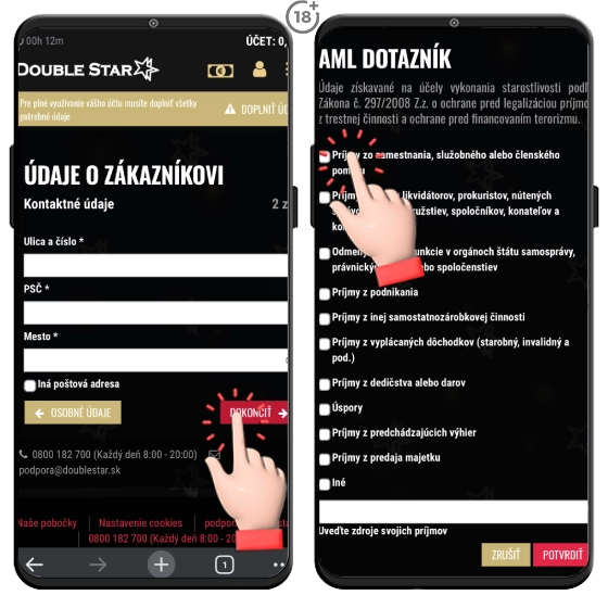 Doublestar údaje o zákazníkovi a AML dotazník.