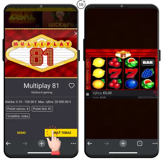Online automat Multiplay 81 môžete spustiť aj na vašom mobile na webstránke alebo v aplikácii obľúbeného casina. Hra je optimalizovaná pre smartfóny a má výborné rozlíšenie.