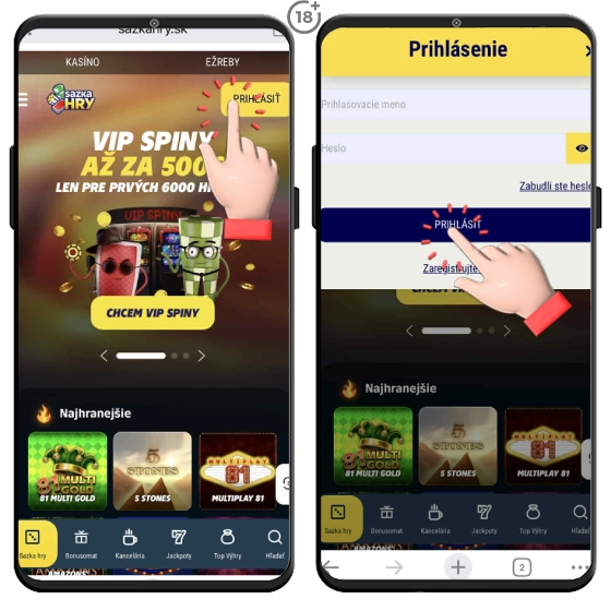 Prihláste sa do Sazka Hry online kasína cez mobil.
