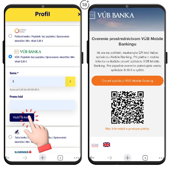 Vyskúšajte Sazka Hry vklad na účet cez internetbanking.