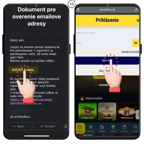 Posledným krokom v registrácii do nového Sazka Hry online casina je overenie e-mailovej adresy. Pozrite si náš jednoduchý vizuálny návod.