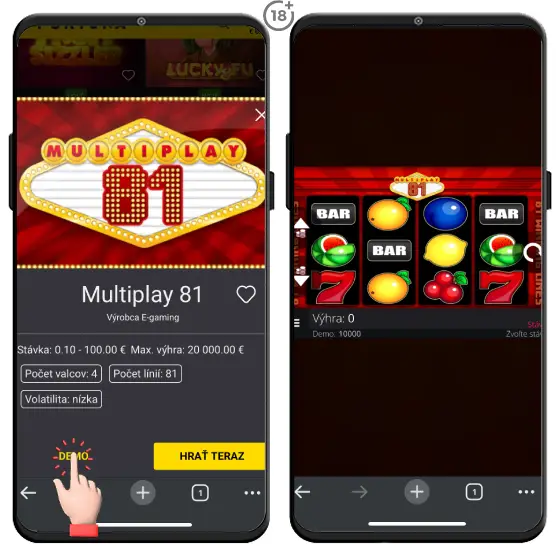 Obrázkový návod, ako si zahrať online automat Multiplay 81 zdarma v demo režime na webstránke vybraného online casina.