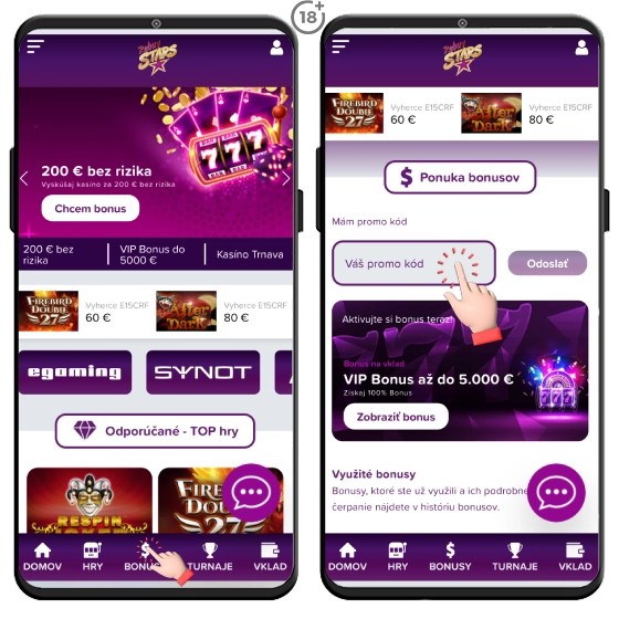 Kde zadať promo kód v Rebuy Stars casino