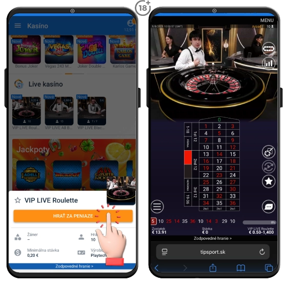 Hrajte ruletu v Tipsport live casino