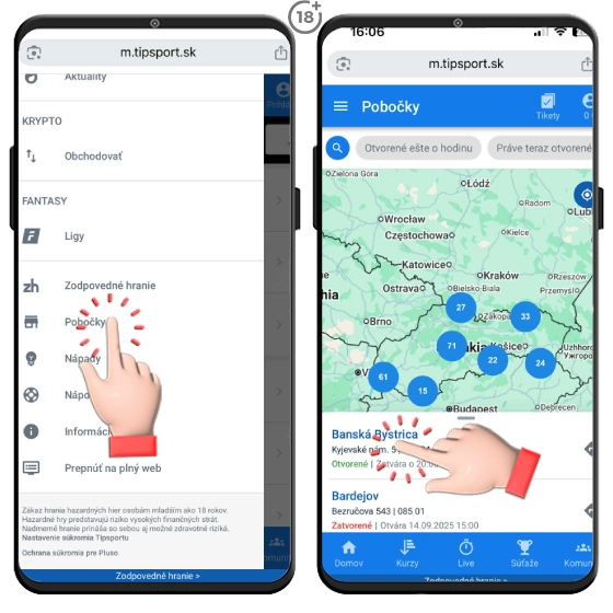 Nájdite Tipsport pobočku online a skontrolujte otváracie hodiny.