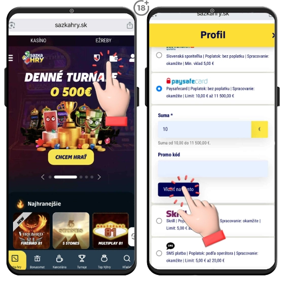 Vložte si peniaze do kasína Sazka cez Paysafecard.