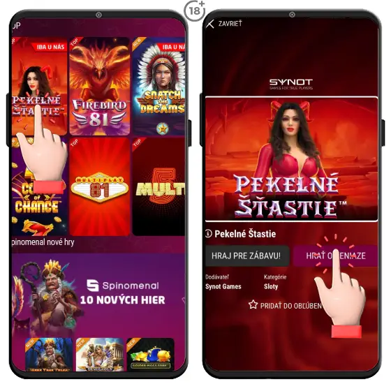 Vizuálny návod, ako hrať automaty za peniaze v online casine Synottip.