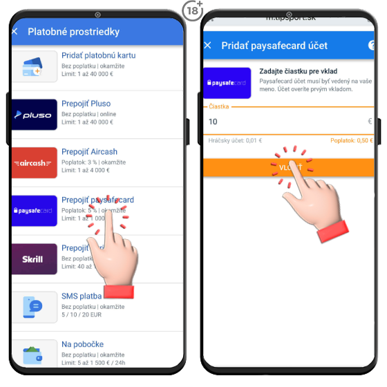 Paysafecard casino postup, ako uskutčoniť vklad v Tipsport casino