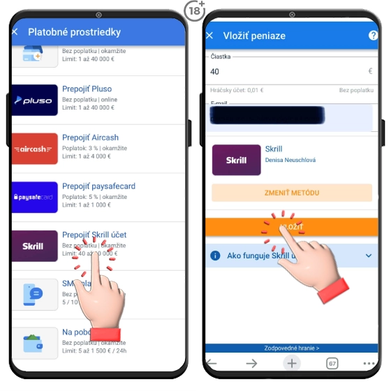 Dobite si účet v Tipsporte cez Skrill.