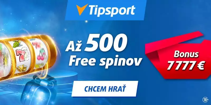 Tipsport casino rozdáva za registráciu bonus až 500 free spinov