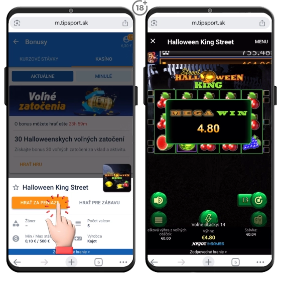 Halloweenska promo akcia v Tipsport casino využitie free spinov