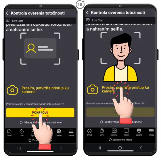 Jednoduchý obrázkový návod, ako si overíte vašu identitu v ďalšom kroku registrácie do Fortuna online casina.