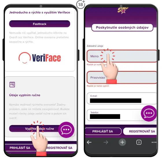 Obrázkový návod, ako overiť identitu hráča v rámci registrácie do online kasína Rebuy Stars.