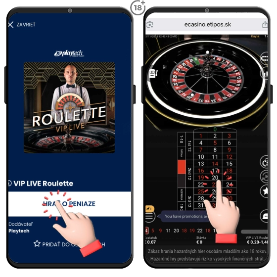 Hrajte live ruletu naživo v Tipose 7 dní v týždni.