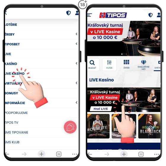 Zahrajte si Tipos live casino so živým krupiérom.