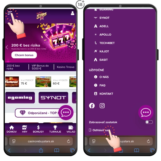 Návod, ako sa odhlásiť z účtu v Rebuy Stars casino