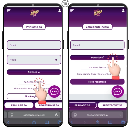 Návod ako na zabudnuté heslo v Rebuy Stars casino