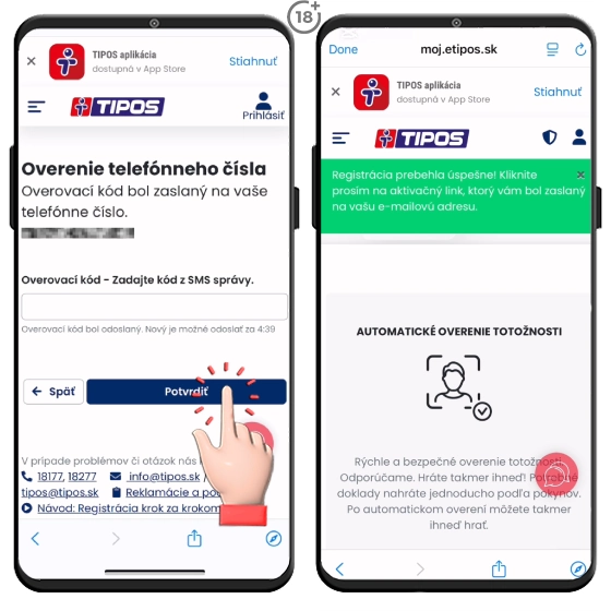 Tipos registrácia overenie telefónneho čísla