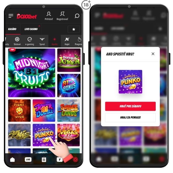 Plinko hra v Doxxbet online casine