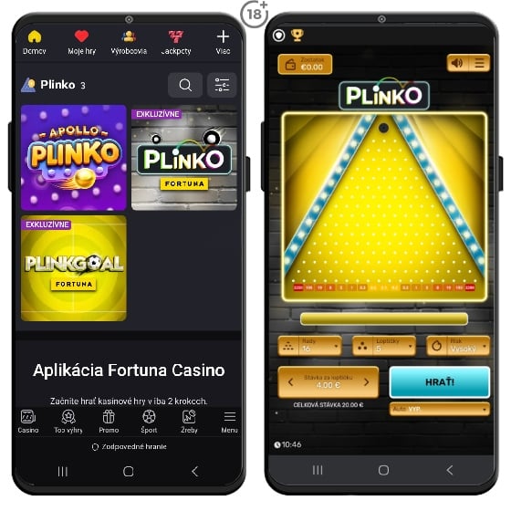 Užite si Plinko hru vo Fortuna casine