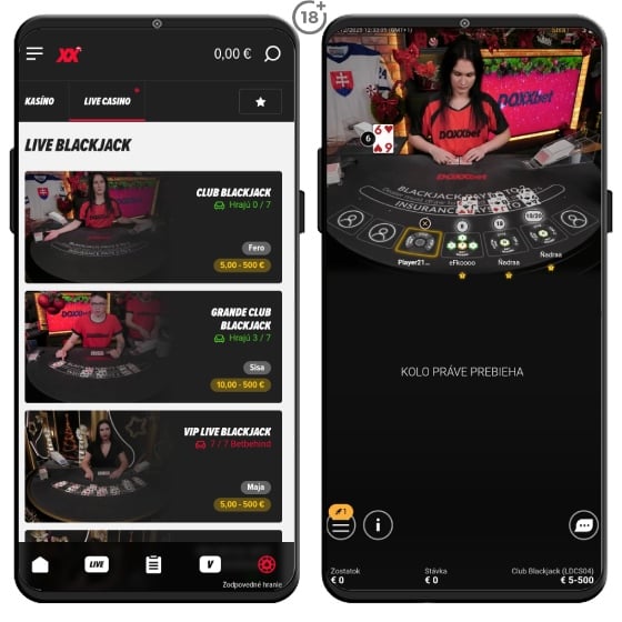 Doxxbet casino Live blackjack