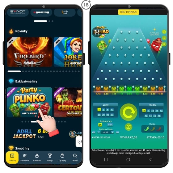 Sazka hry casino má v ponuke hru Party Plinko