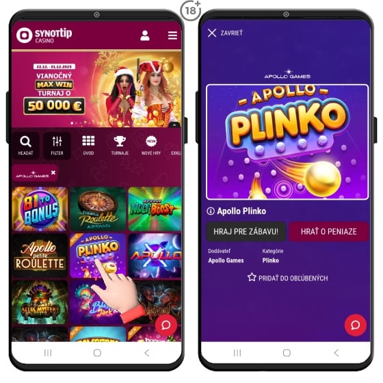 Synottip kasíno ma v ponuke Plinko hru