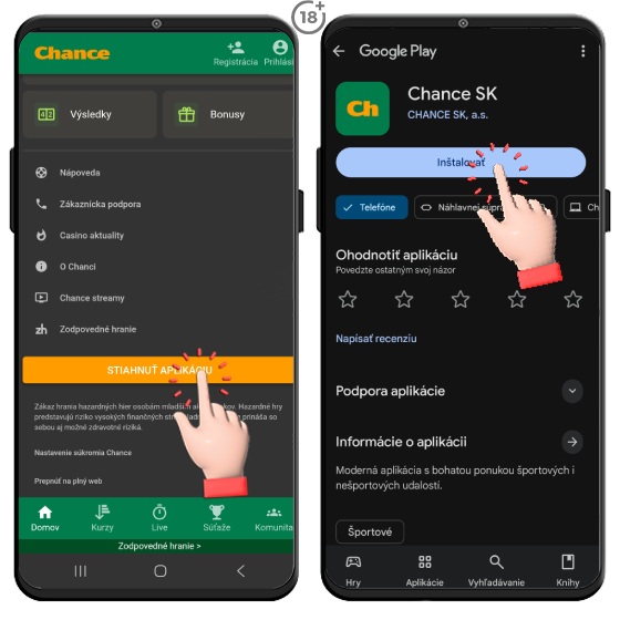 Neváhajte a stiahnite si Chance aplikáciu z Google play do vášho mobilu.