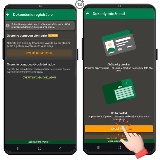 Jednoduché overenie totožsnoti v Chance online kasíne.
