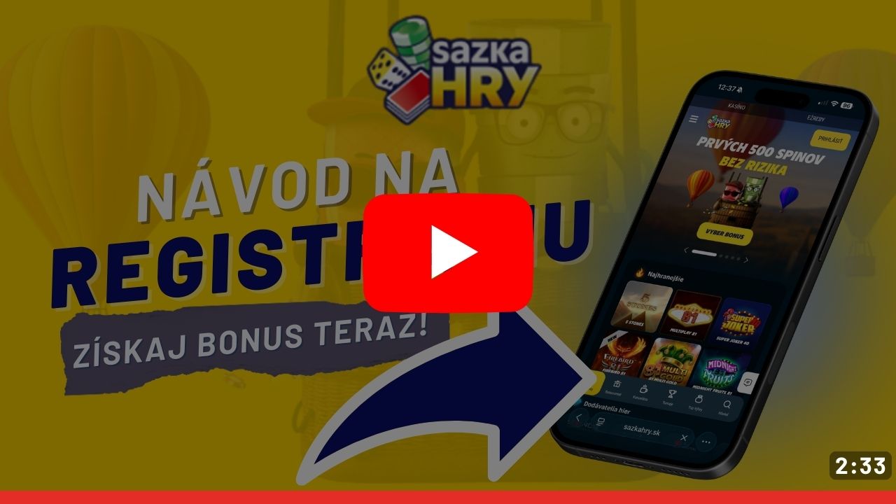 Zaregistrujte sa do kasína Sazka hry podľa nášho video návodu.