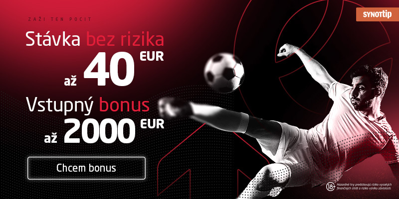 V Synottipe môžu všetci noví hráči získať stávku bez rizika v hodnote až 40 EUR a k tomu jedinečný vstupný bonus vo výške maximálne 2 000 EUR.