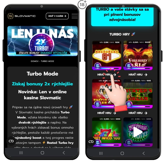 Turbo Mode v Slovmatic kasíne predstavuje rýchlejšiu cestu k bonusom.