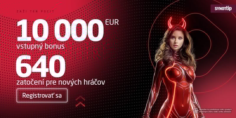 Synottip casino vstupný bonus 10 000€ a k tomu 640 voľných točení