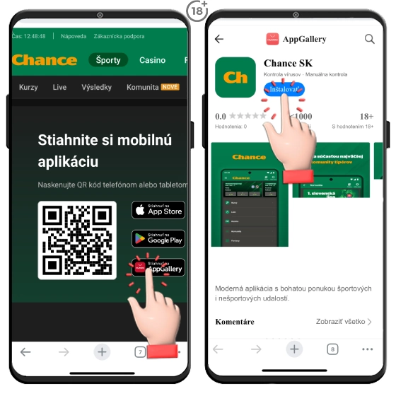 Postup, ako si stiahnete Chance aplikáciu do svojho mobilu Huawei.
