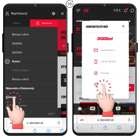Doxxbet kasíno kontakt - sociálne siete