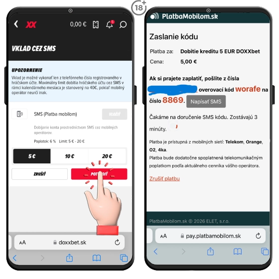 Doxxbet vklad cez SMS