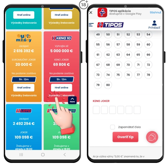 Postup na overenie Keno 10 tipu cez internet.