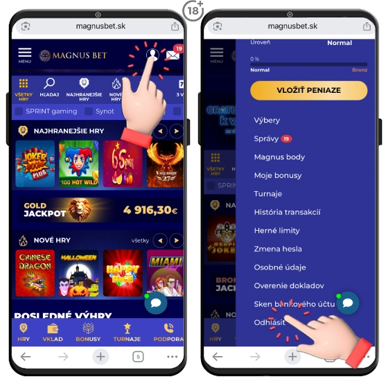 Odhlásenie z kasína Magnusbet uskutočníte rýchlo a jednoducho.