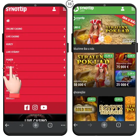 Jednoduchý vizuálny postup, ako nájsť a zahrať si online stieracie žreby na webstránke Synottipu.