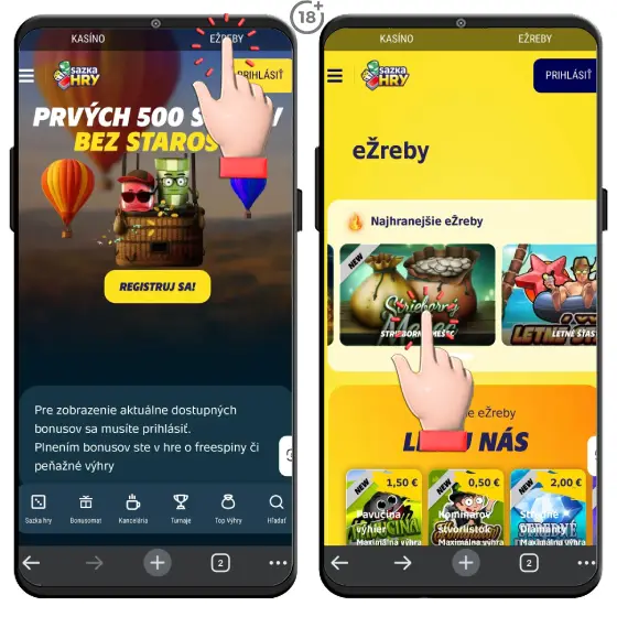 Jednoduchý obrázkový návod, ako si zahrať online stieracie žreby v rámci online kasína Sazka Hry.