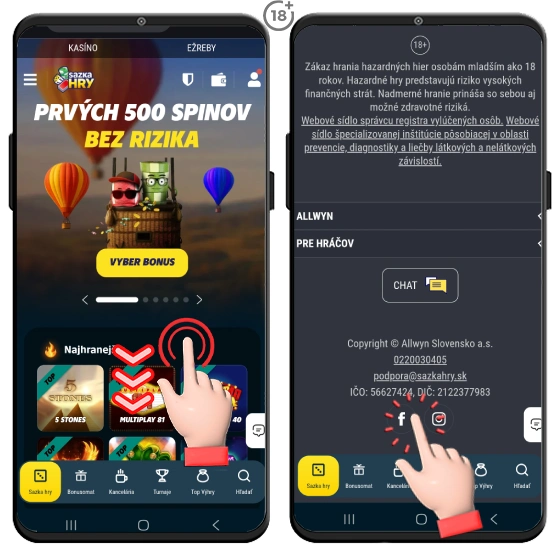 Objavte sociálne siete online kasína Sazka Hry.